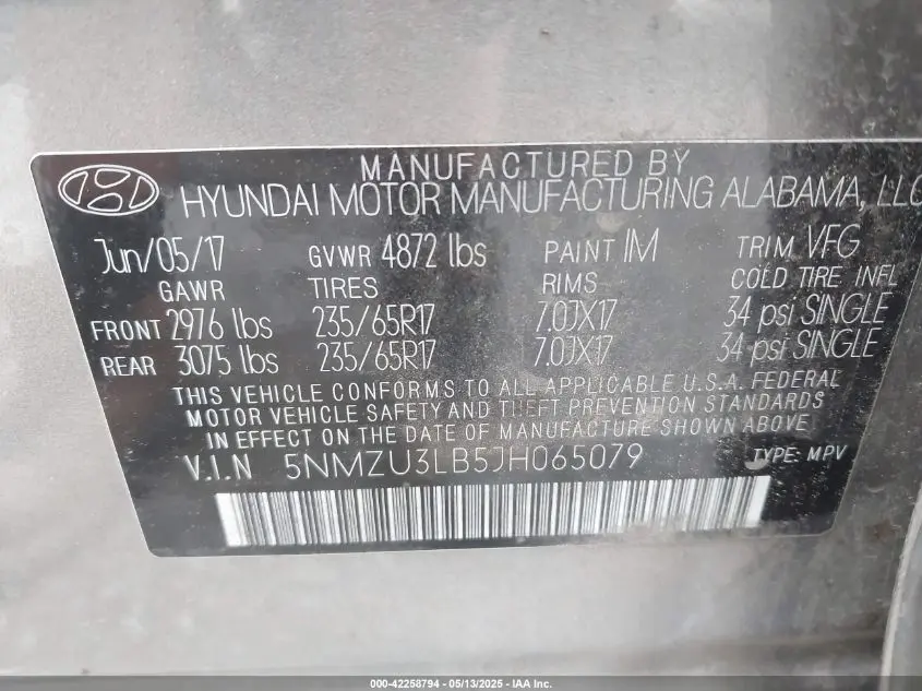 2018 HYUNDAI SANTA FE SPORT 2.4L