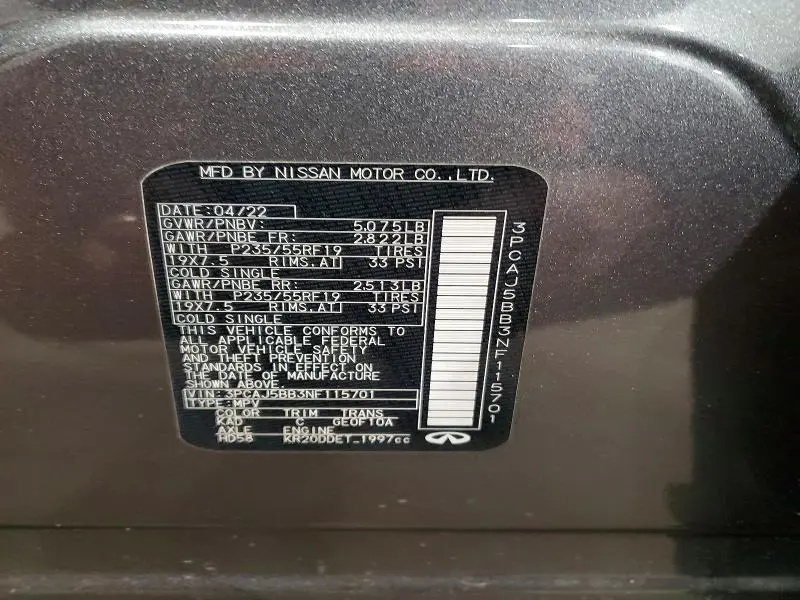 2022 INFINITI QX50 LUXE  