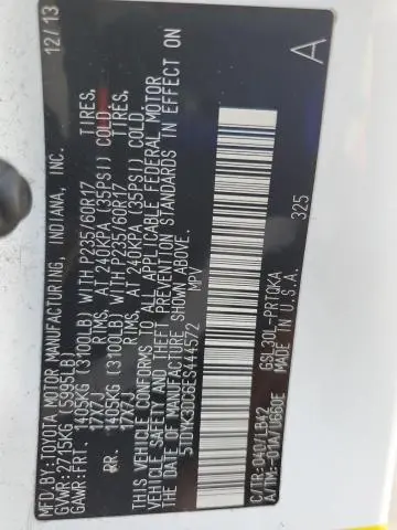 2014 TOYOTA SIENNA XLE  