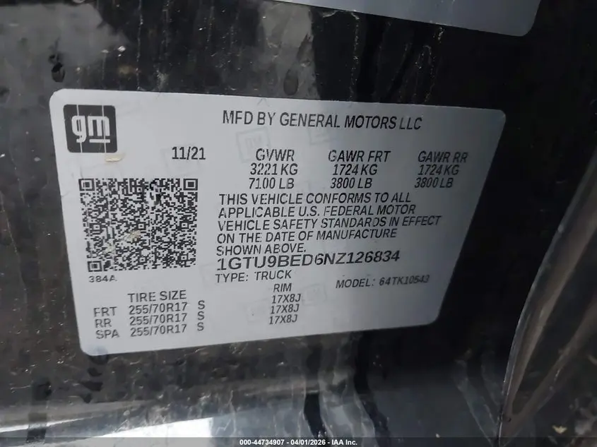 2022 GMC SIERRA 1500 LIMITED 4WD  SHORT BOX SLE