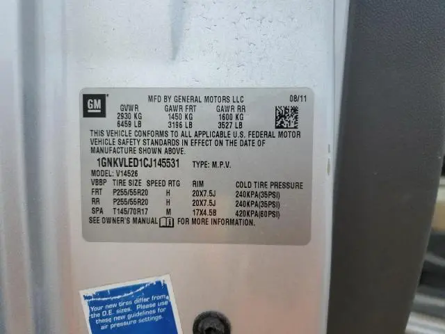 2012 CHEVROLET TRAVERSE LTZ  