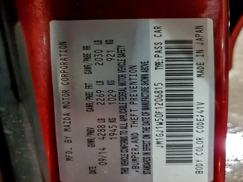 2015 MAZDA 6 GRAND TOURING  