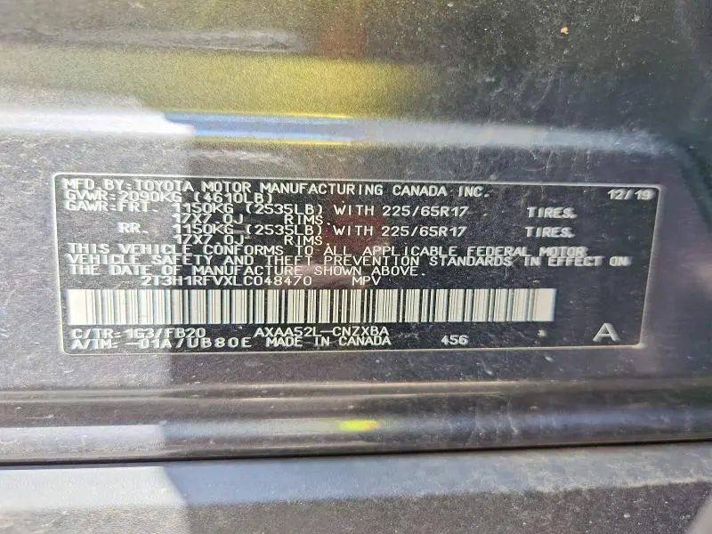2020 TOYOTA RAV4 LE  