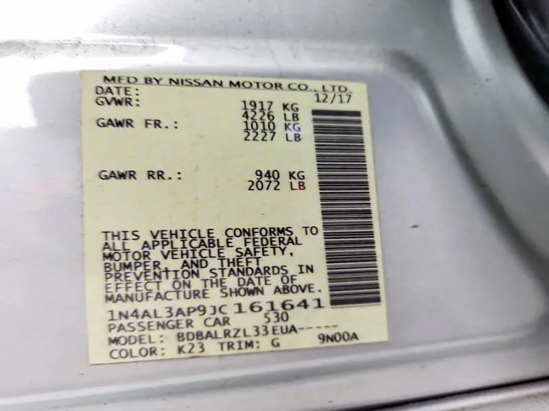 2018 NISSAN ALTIMA 2.5 SL  