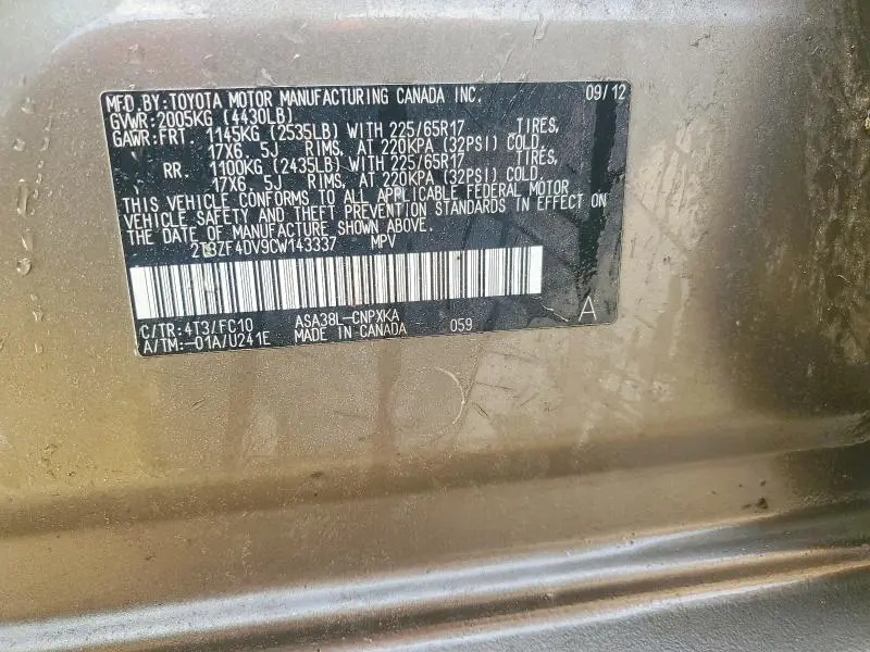 2012 TOYOTA RAV4 BASE  