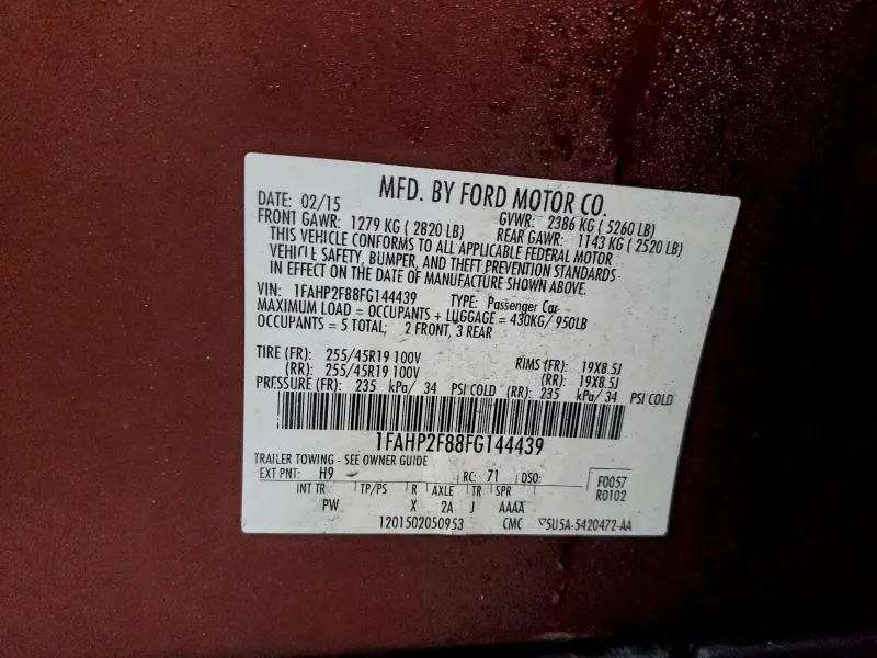 2015 FORD TAURUS LIMITED  