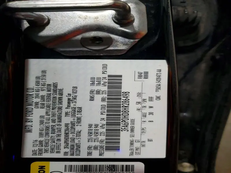 2017 FORD FUSION SE  