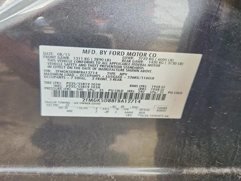 2015 FORD FLEX LIMITED  