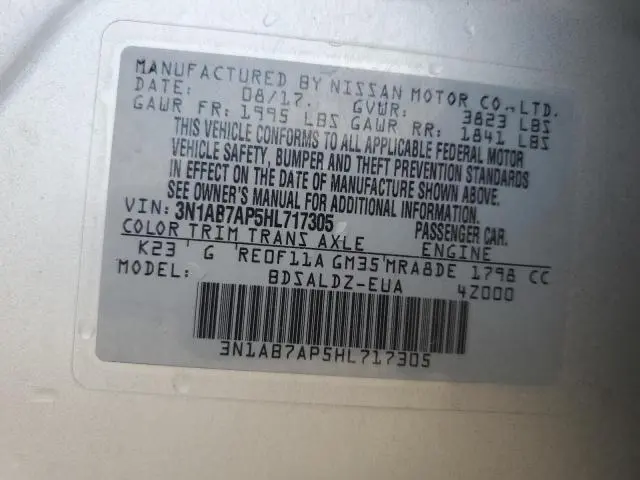 2017 NISSAN SENTRA S  