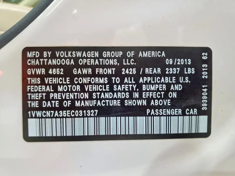 2014 VOLKSWAGEN PASSAT SEL  