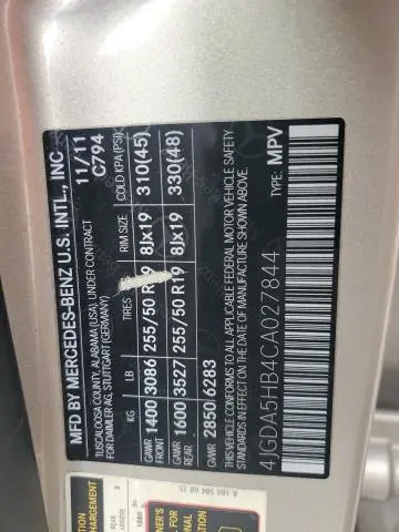 2012 MERCEDES-BENZ ML 350 4MATIC  