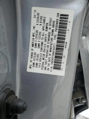 2016 HONDA ACCORD LX  