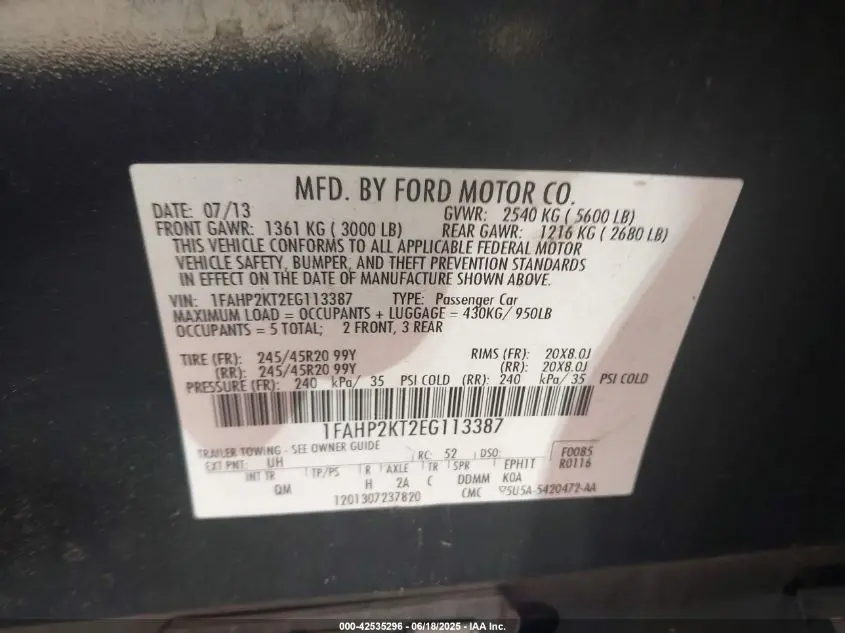 2014 FORD TAURUS SHO