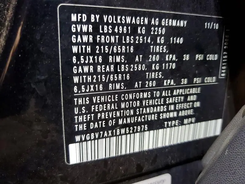 2011 VOLKSWAGEN TIGUAN S/SE/SEL  