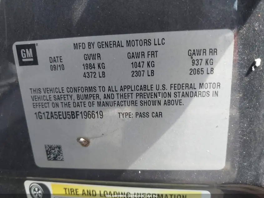 2011 CHEVROLET MALIBU LS