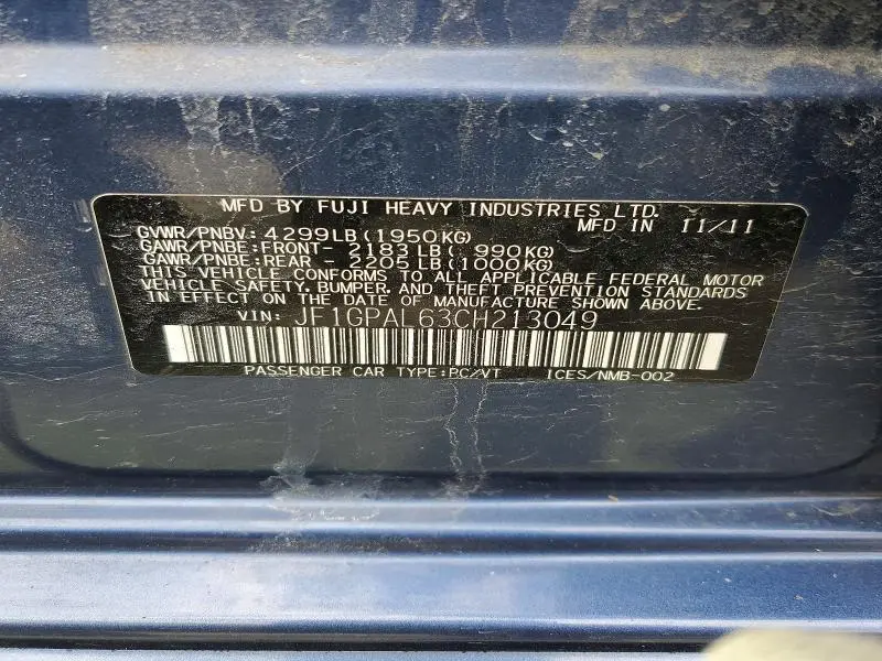 2012 SUBARU IMPREZA SPORT PREMIUM  