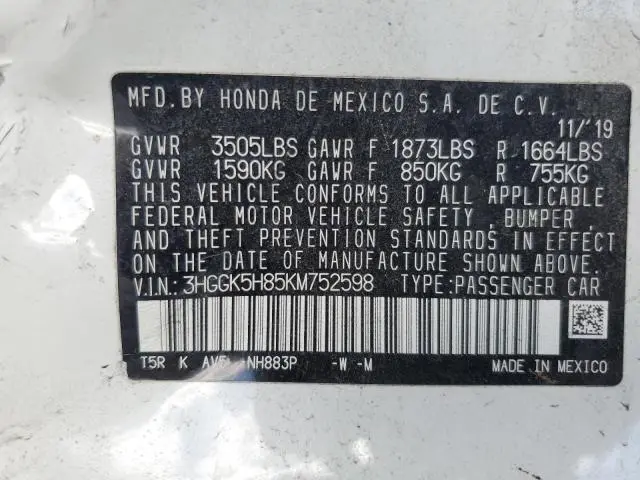 2019 HONDA FIT EX  