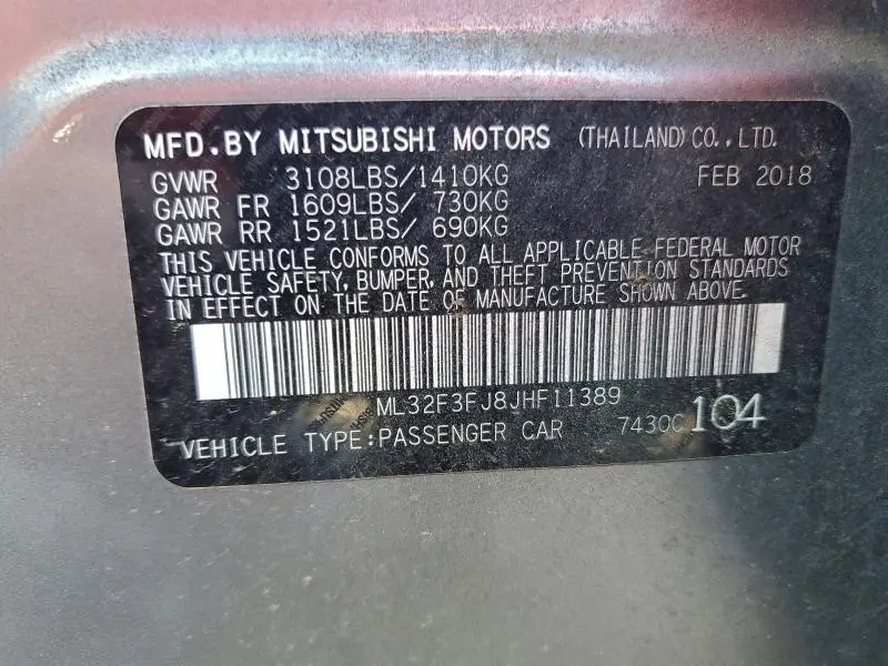 2018 MITSUBISHI MIRAGE G4 ES  