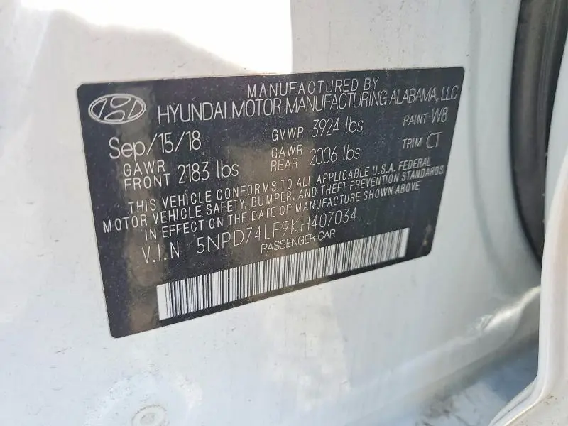 2019 HYUNDAI ELANTRA SE  