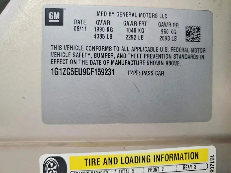 2012 CHEVROLET MALIBU 1LT  