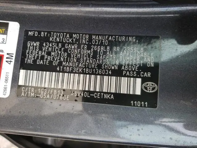 2011 TOYOTA CAMRY BASE