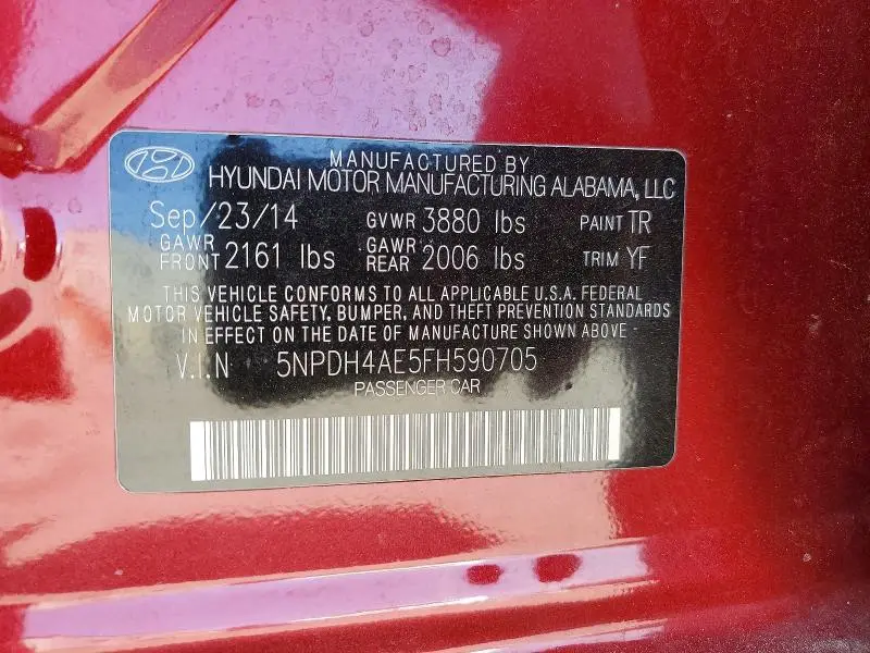 2015 HYUNDAI ELANTRA LIMITED  