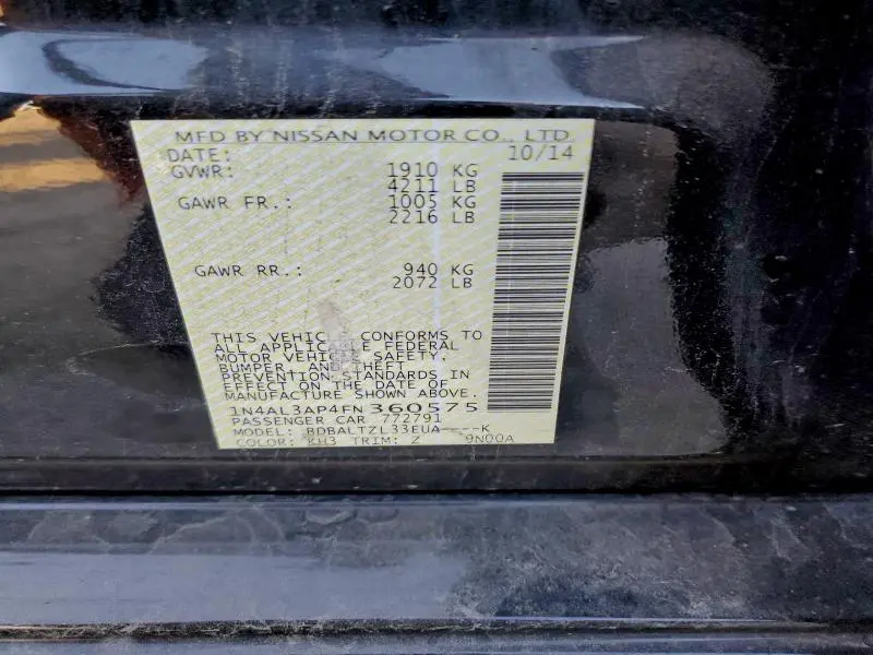 2015 NISSAN ALTIMA 2.5  