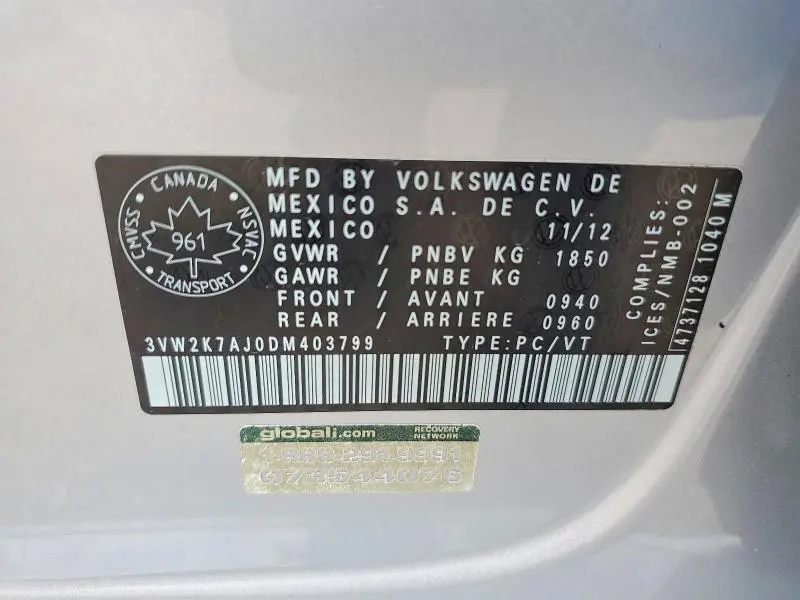 2013 VOLKSWAGEN JETTA BASE  