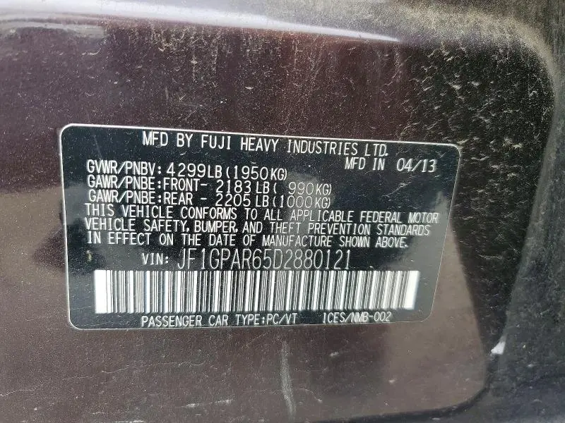 2013 SUBARU IMPREZA SPORT LIMITED  