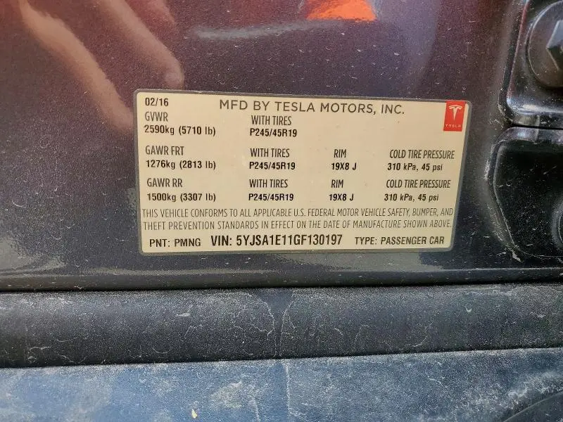 2016 TESLA MODEL S   
