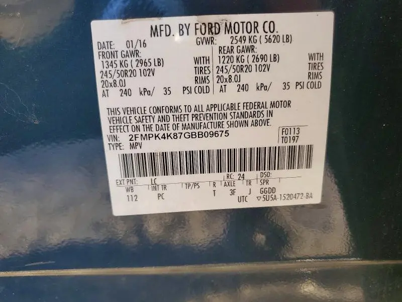 2016 FORD EDGE TITANIUM  