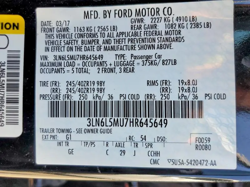 2017 LINCOLN MKZ HYBRID RESERVE  