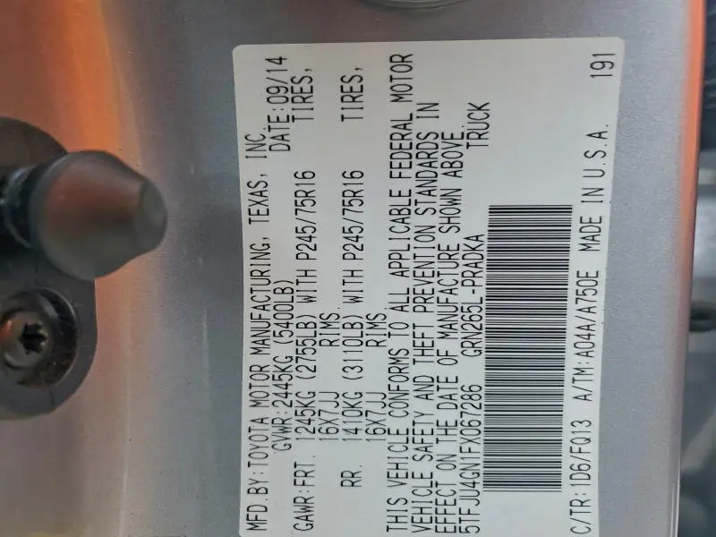 2015 TOYOTA TACOMA DOUBLE CAB PRERUNNER  