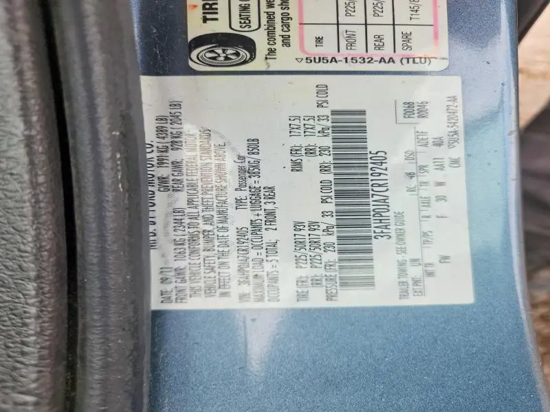 2012 FORD FUSION SEL  