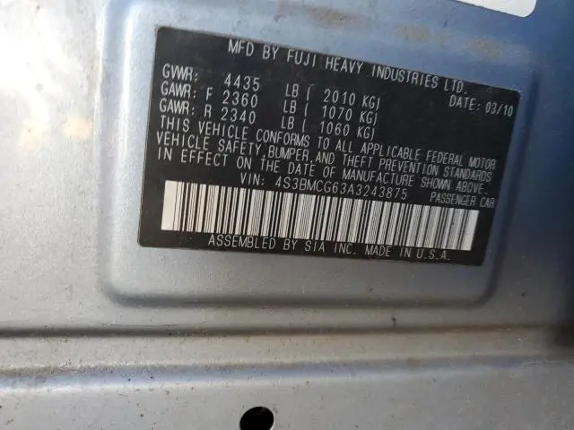 2010 SUBARU LEGACY 2.5I PREMIUM  