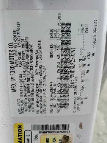 2020 FORD FUSION SE  