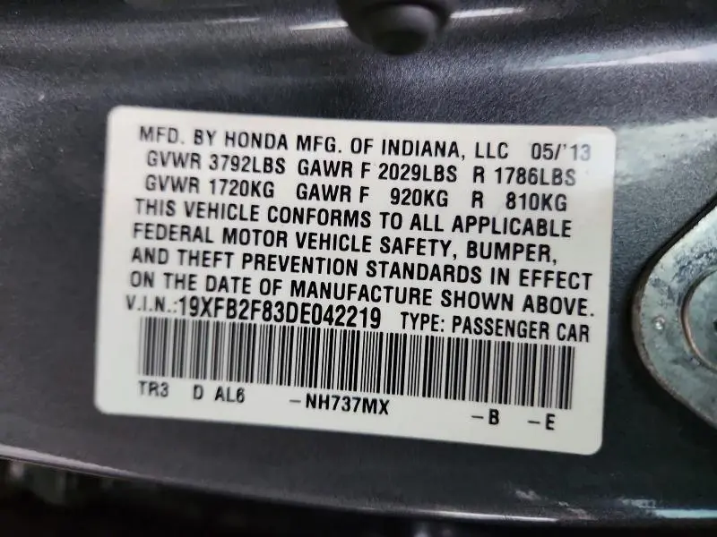 2013 HONDA CIVIC EX  