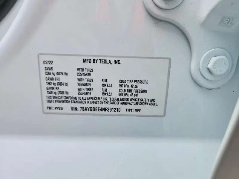 2022 TESLA MODEL Y   