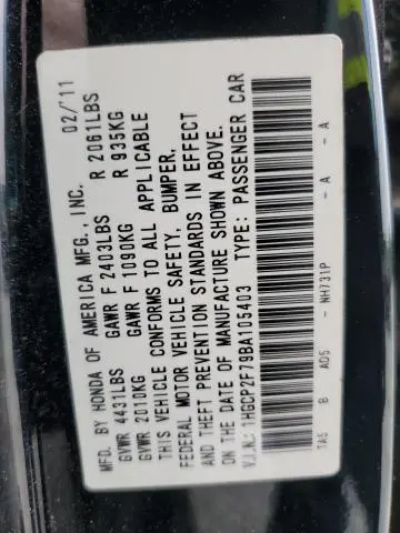 2011 HONDA ACCORD EX  