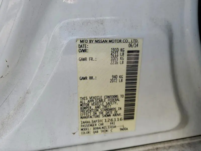 2015 NISSAN ALTIMA 2.5  