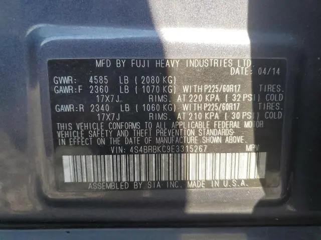 2014 SUBARU OUTBACK 2.5I LIMITED  