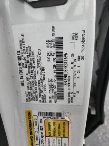 2017 FORD FUSION SE HYBRID  