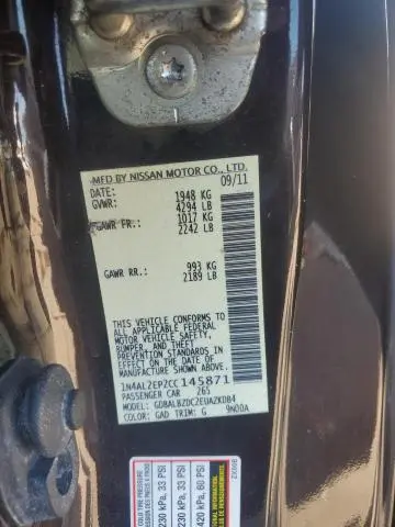 2012 NISSAN ALTIMA S  