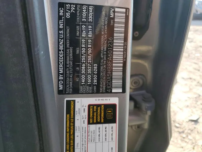 2015 MERCEDES-BENZ ML 350 4MATIC  