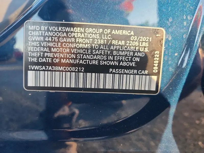 2021 VOLKSWAGEN PASSAT SE  