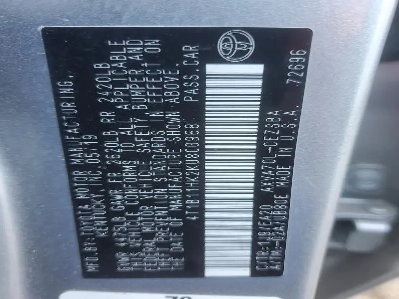 2019 TOYOTA CAMRY SE  