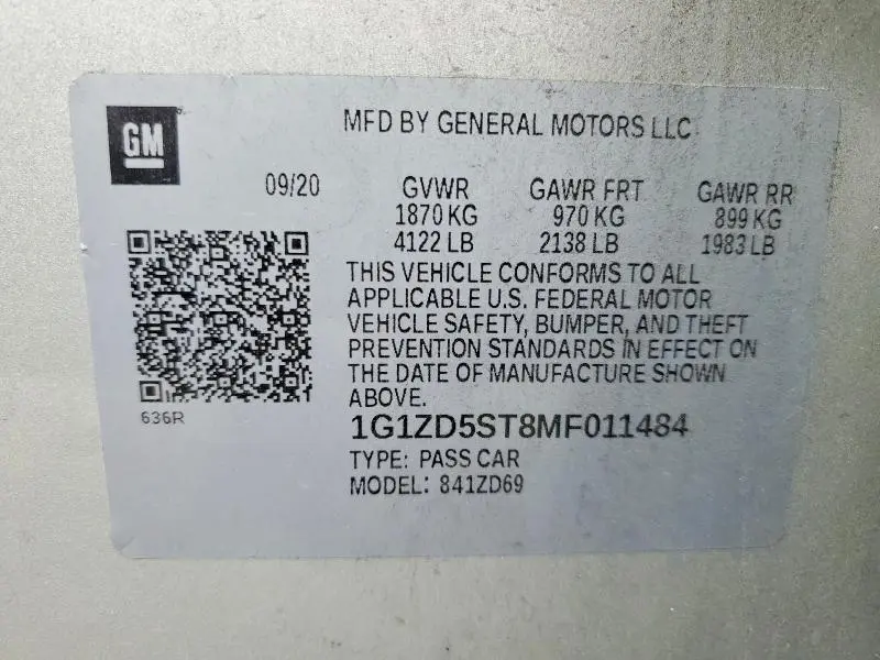 2021 CHEVROLET MALIBU LT  