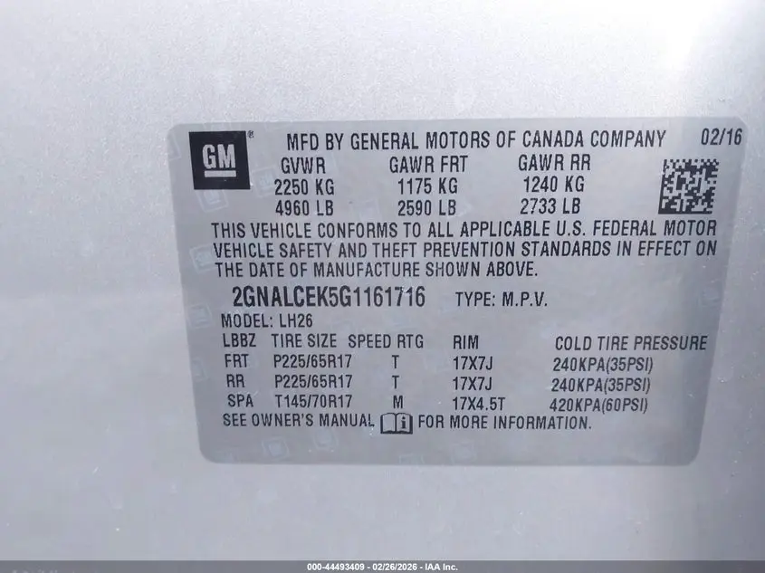 2016 CHEVROLET EQUINOX LT