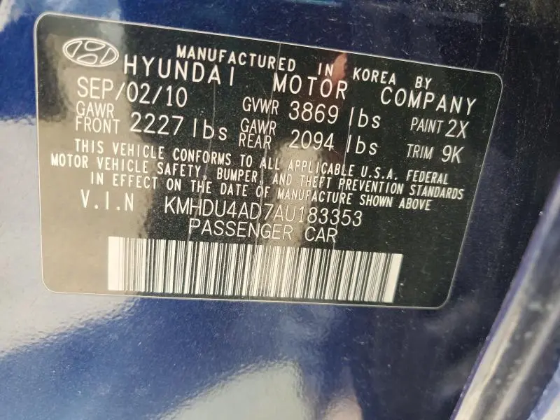 2010 HYUNDAI ELANTRA GLS  