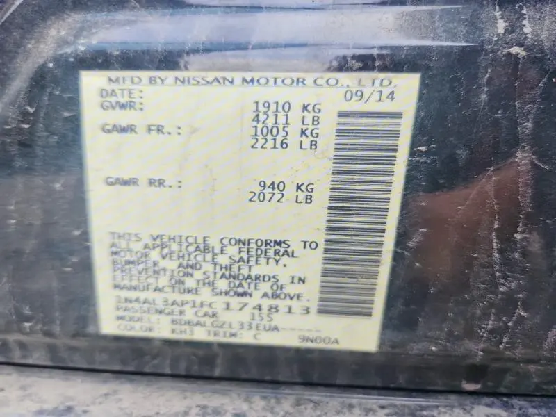 2015 NISSAN ALTIMA 2.5 S  